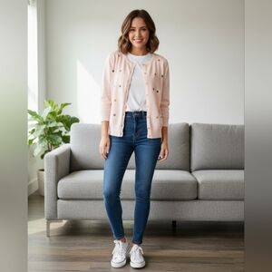 Cable & Gauge Light Pink Bumble Bee Knit Cardigan